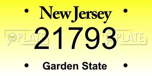 21793 New Jersey License Plate
