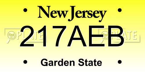 217AEB New Jersey License Plate