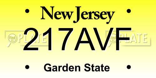 217AVF New Jersey License Plate