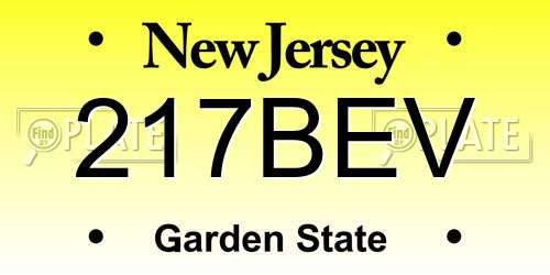 217BEV New Jersey License Plate