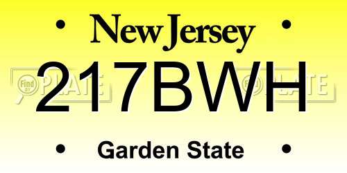 217BWH New Jersey License Plate