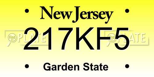 217KF5 New Jersey License Plate