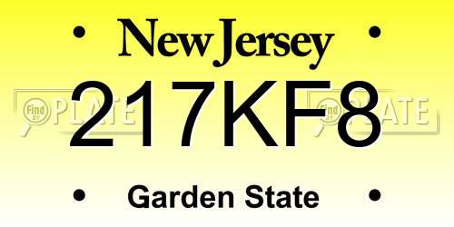 217KF8 New Jersey License Plate