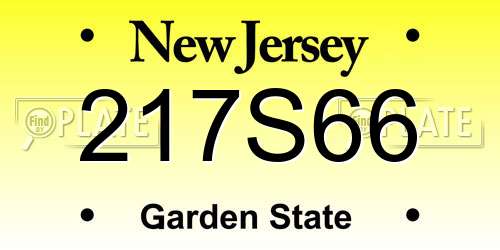 217S66 New Jersey License Plate