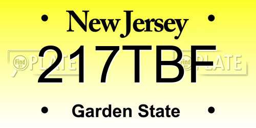217TBF New Jersey License Plate