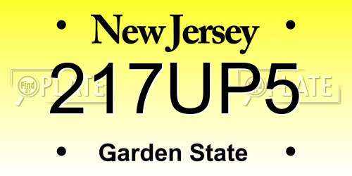 217UP5 New Jersey License Plate