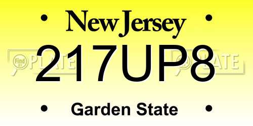 217UP8 New Jersey License Plate