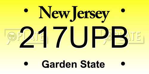 217UPB New Jersey License Plate