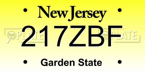 217ZBF New Jersey License Plate
