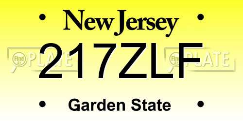 217ZLF New Jersey License Plate