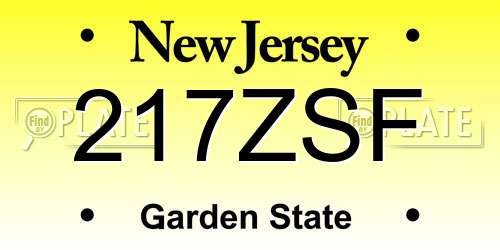217ZSF New Jersey License Plate
