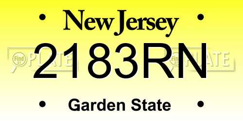 2183RN New Jersey License Plate