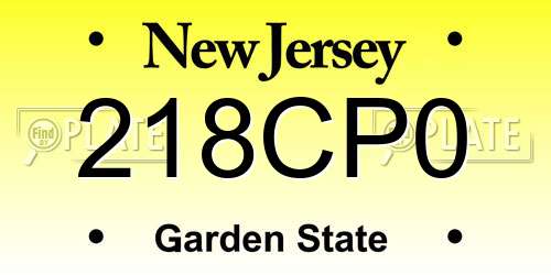 218CP0 New Jersey License Plate