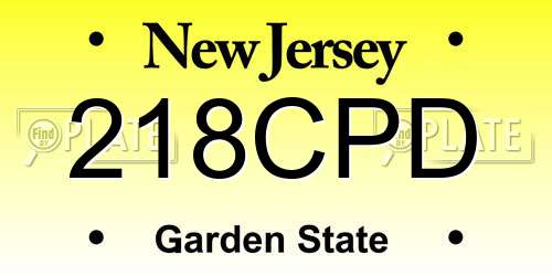 218CPD New Jersey License Plate
