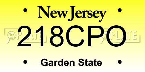 218CPO New Jersey License Plate