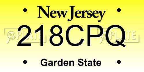 218CPQ New Jersey License Plate