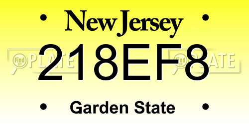 218EF8 New Jersey License Plate