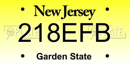 218EFB New Jersey License Plate