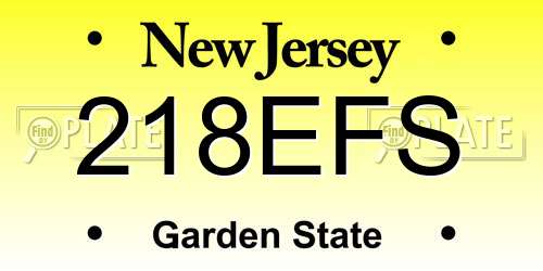 218EFS New Jersey License Plate