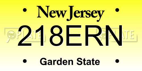 218ERN New Jersey License Plate