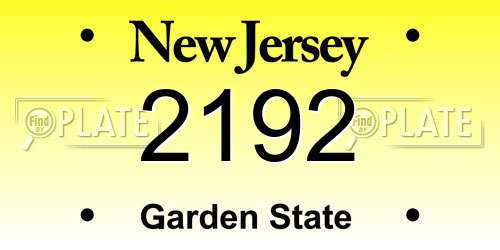 2192 New Jersey License Plate
