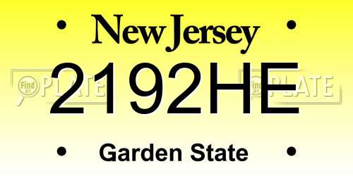 2192HE New Jersey License Plate