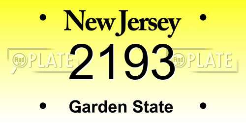 2193 New Jersey License Plate