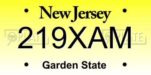 219XAM New Jersey License Plate