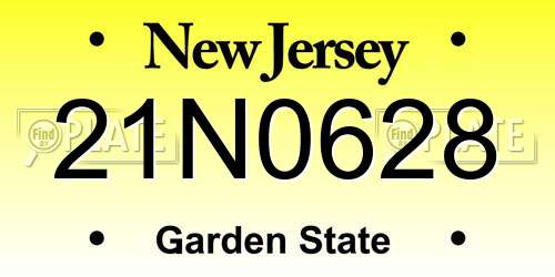 21N0628 New Jersey License Plate