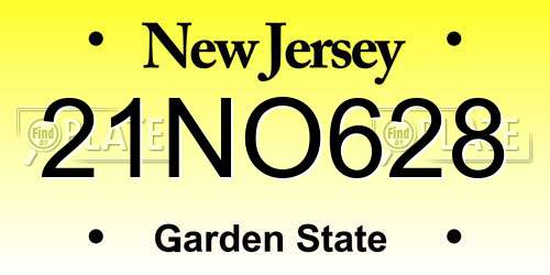 21NO628 New Jersey License Plate