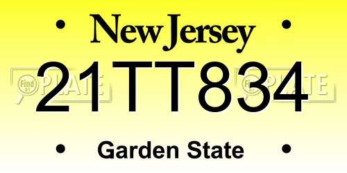 21TT834 New Jersey License Plate