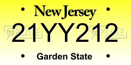21YY212 New Jersey License Plate