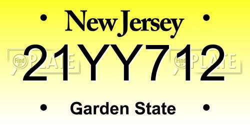 21YY712 New Jersey License Plate