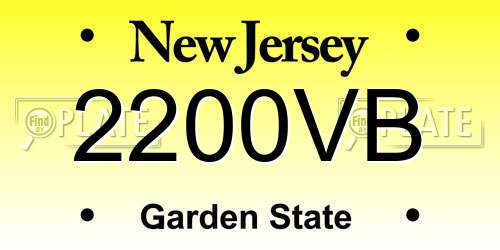 2200VB New Jersey License Plate