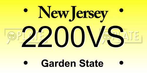 2200VS New Jersey License Plate