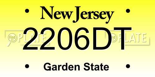 2206DT New Jersey License Plate