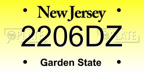 2206DZ New Jersey License Plate