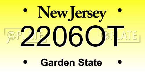 2206OT New Jersey License Plate