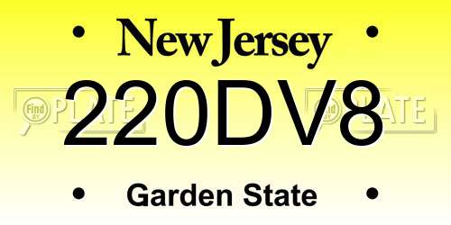 220DV8 New Jersey License Plate