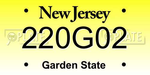 220G02 New Jersey License Plate
