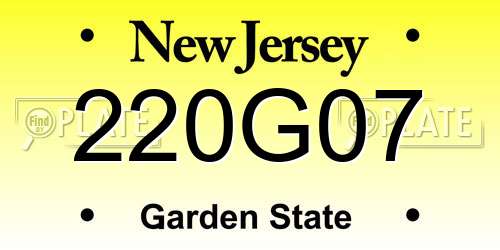 220G07 New Jersey License Plate