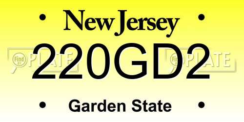 220GD2 New Jersey License Plate