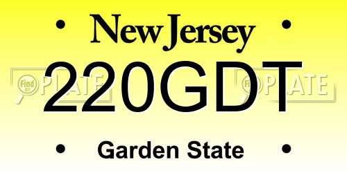 220GDT New Jersey License Plate