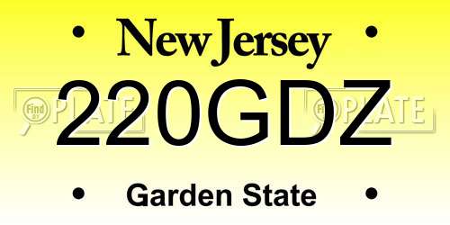 220GDZ New Jersey License Plate