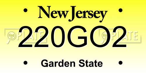 220GO2 New Jersey License Plate