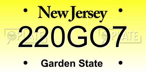 220GO7 New Jersey License Plate