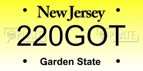 220GOT New Jersey License Plate