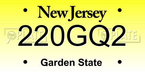 220GQ2 New Jersey License Plate