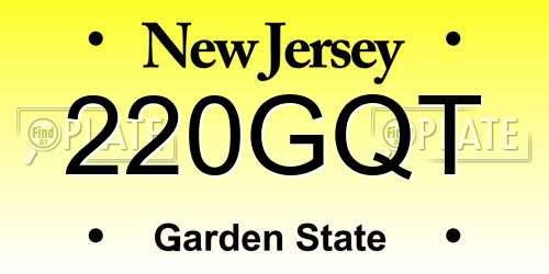 220GQT New Jersey License Plate