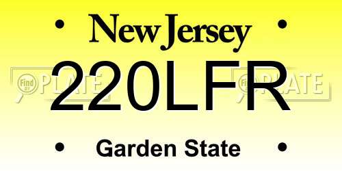 220LFR New Jersey License Plate